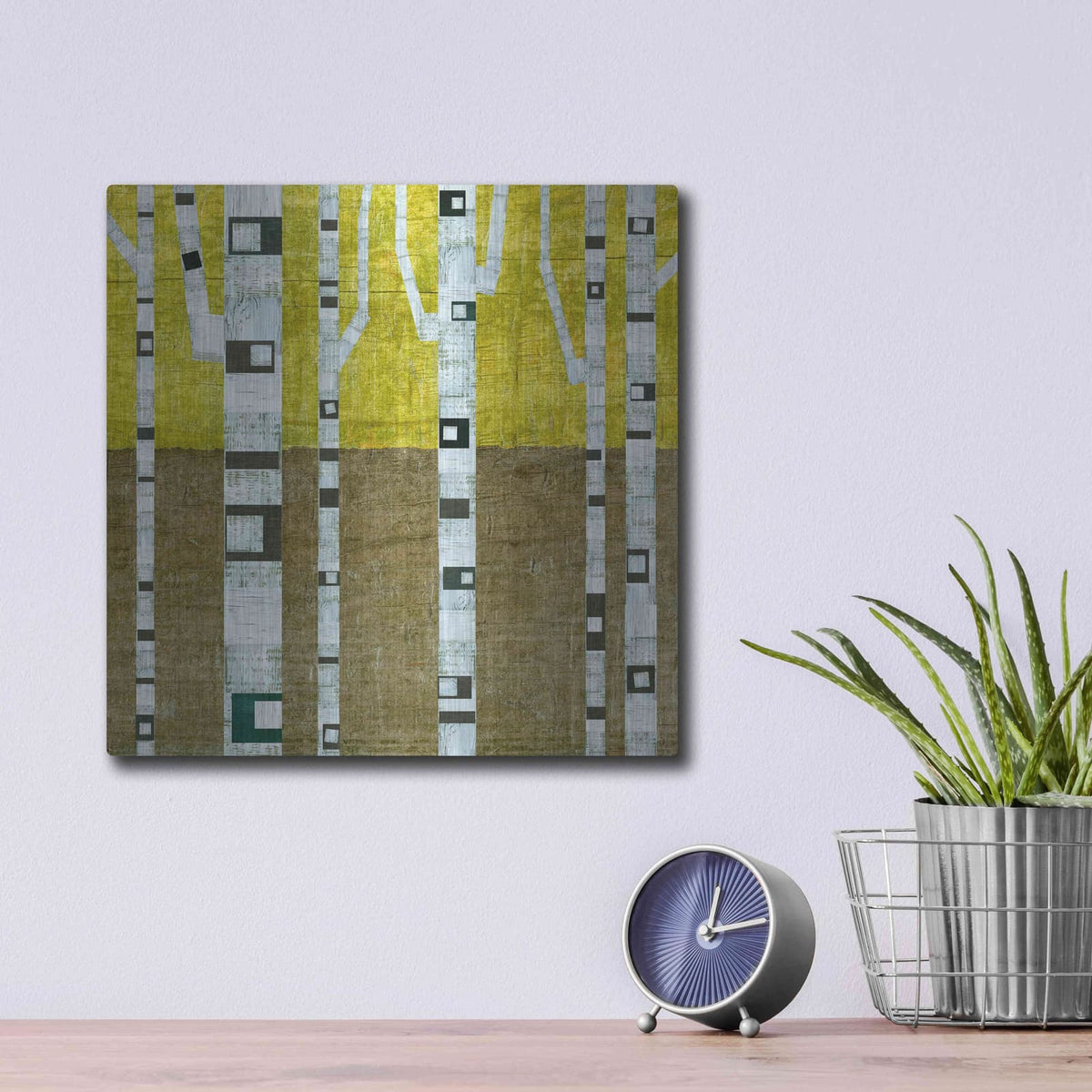 'Fall Birches' by Michelle Calkins – Metal Wall Art, 12x12 room view
