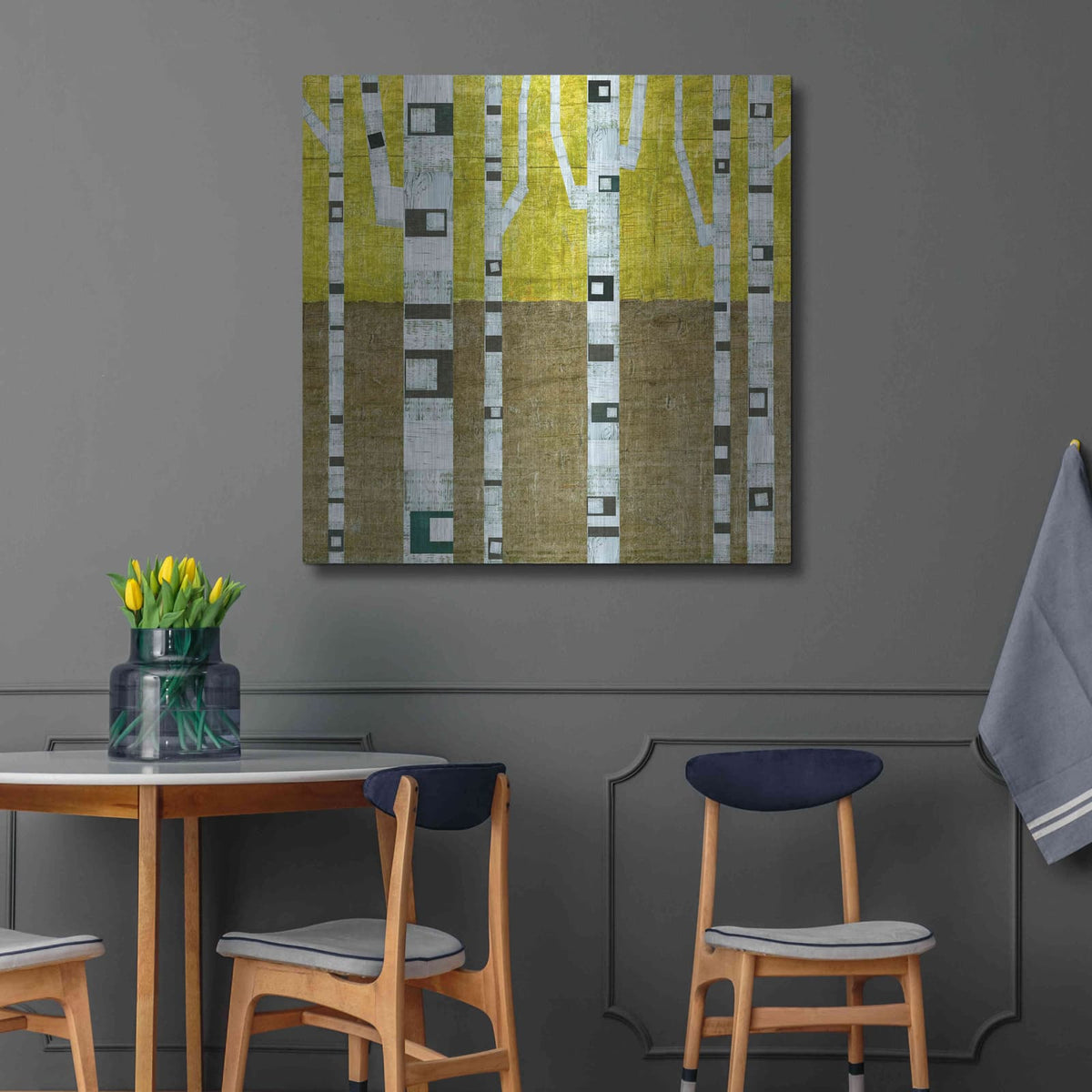 'Fall Birches' by Michelle Calkins – Metal Wall Art, 36x36 room view