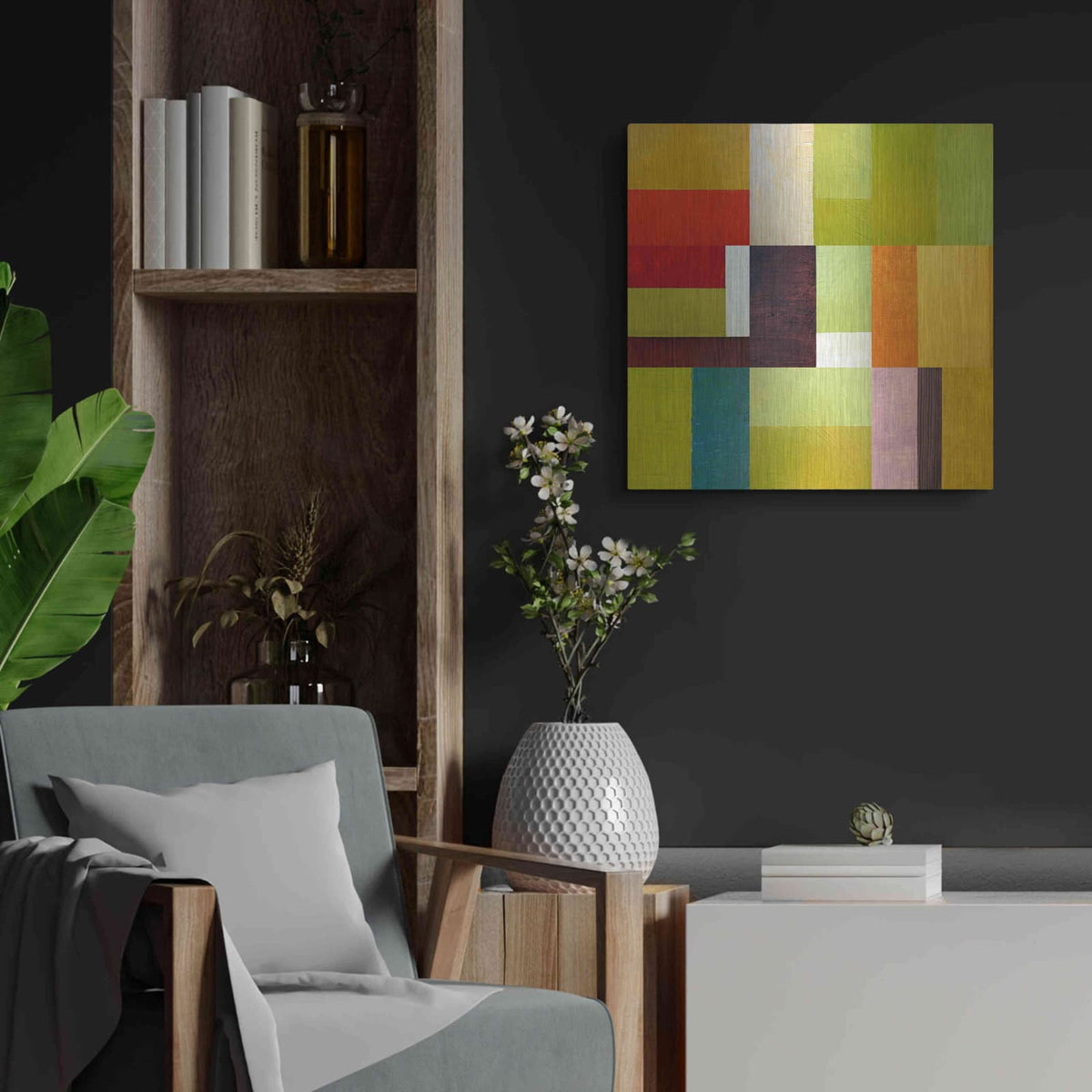 'Color Study Abstract 2' by Michelle Calkins – Metal Wall Art, 24x24 room view