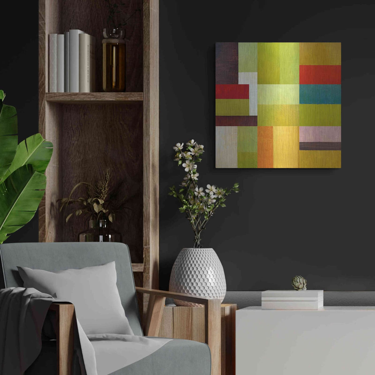 'Color Study Abstract 1' by Michelle Calkins – Metal Wall Art, 24x24 room view