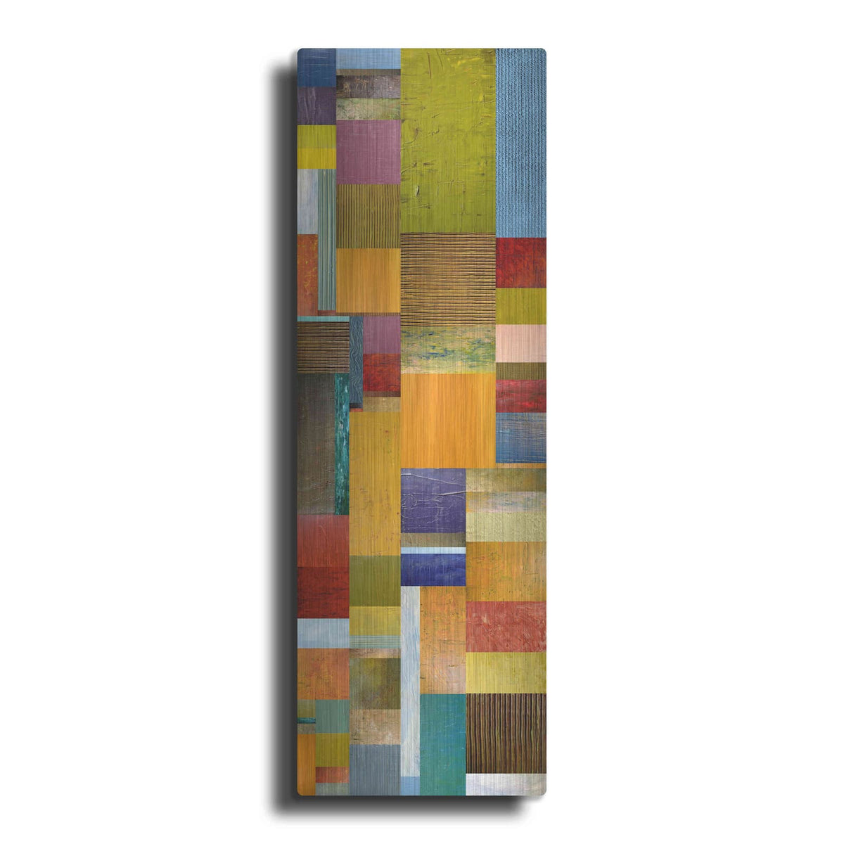 'Color Panels with Olives Stripes' by Michelle Calkins – Metal Wall Art