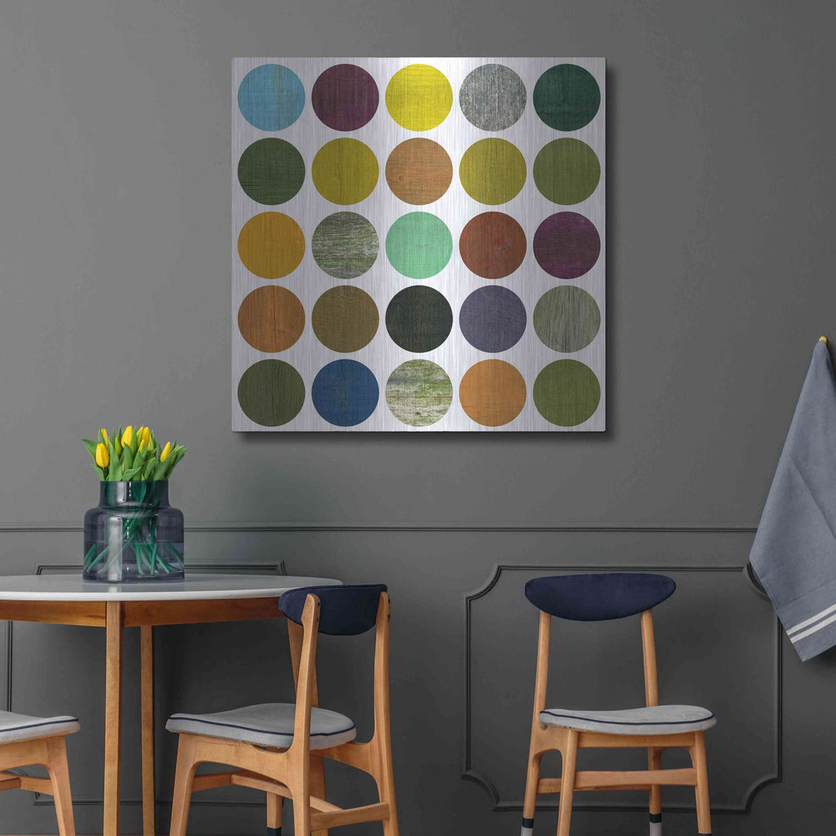 'Rustic Rounds 4.0' by Michelle Calkins – Metal Wall Art, 36x36 room view