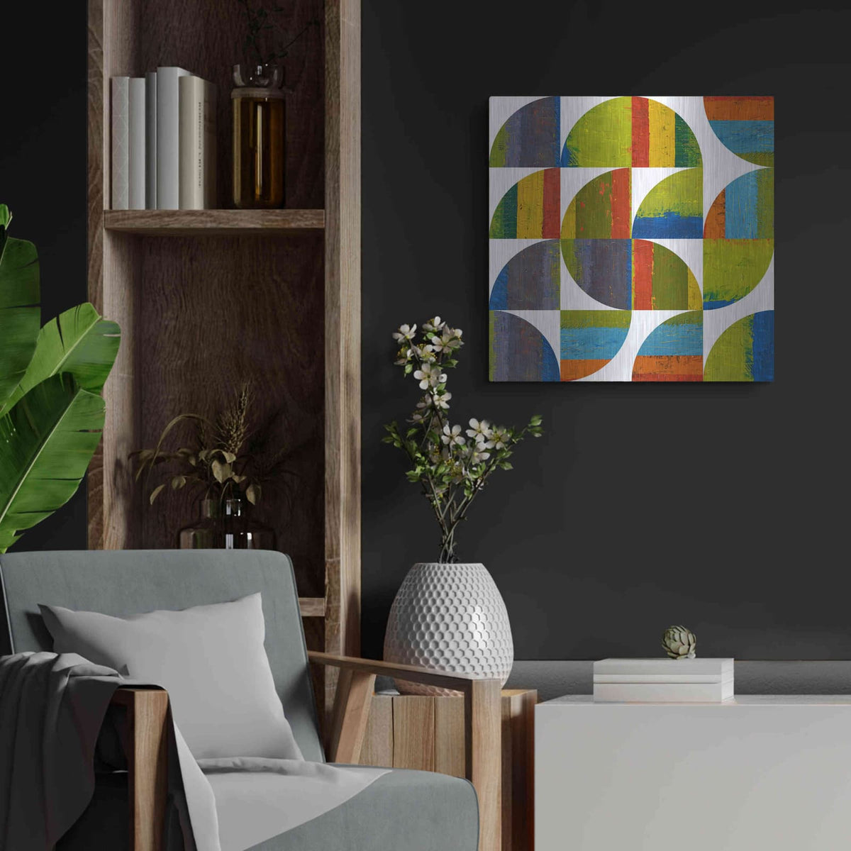 'Quarter Rounds 2.0' by Michelle Calkins – Metal Wall Art, 24x24 room view