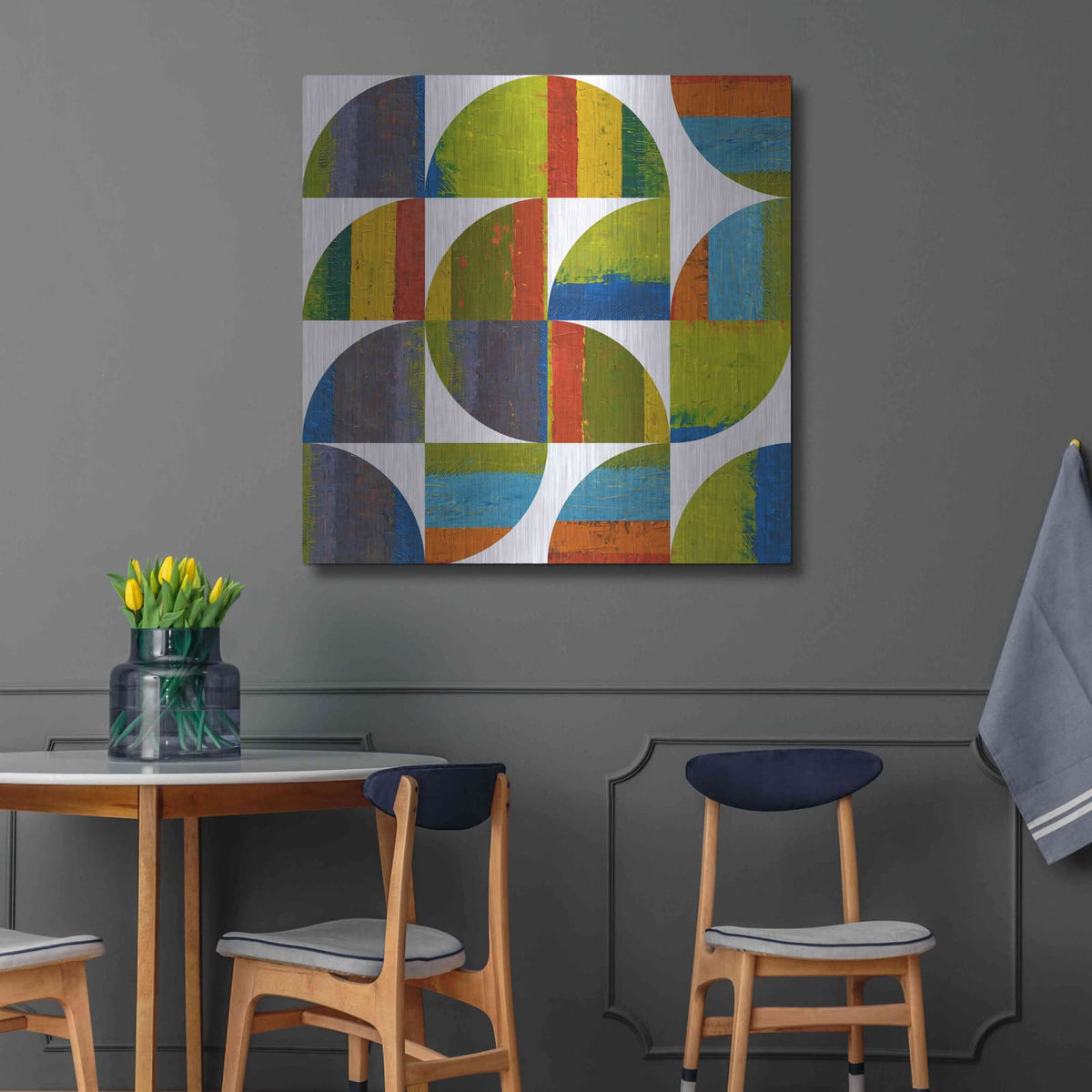 'Quarter Rounds 2.0' by Michelle Calkins – Metal Wall Art, 36x36 room view
