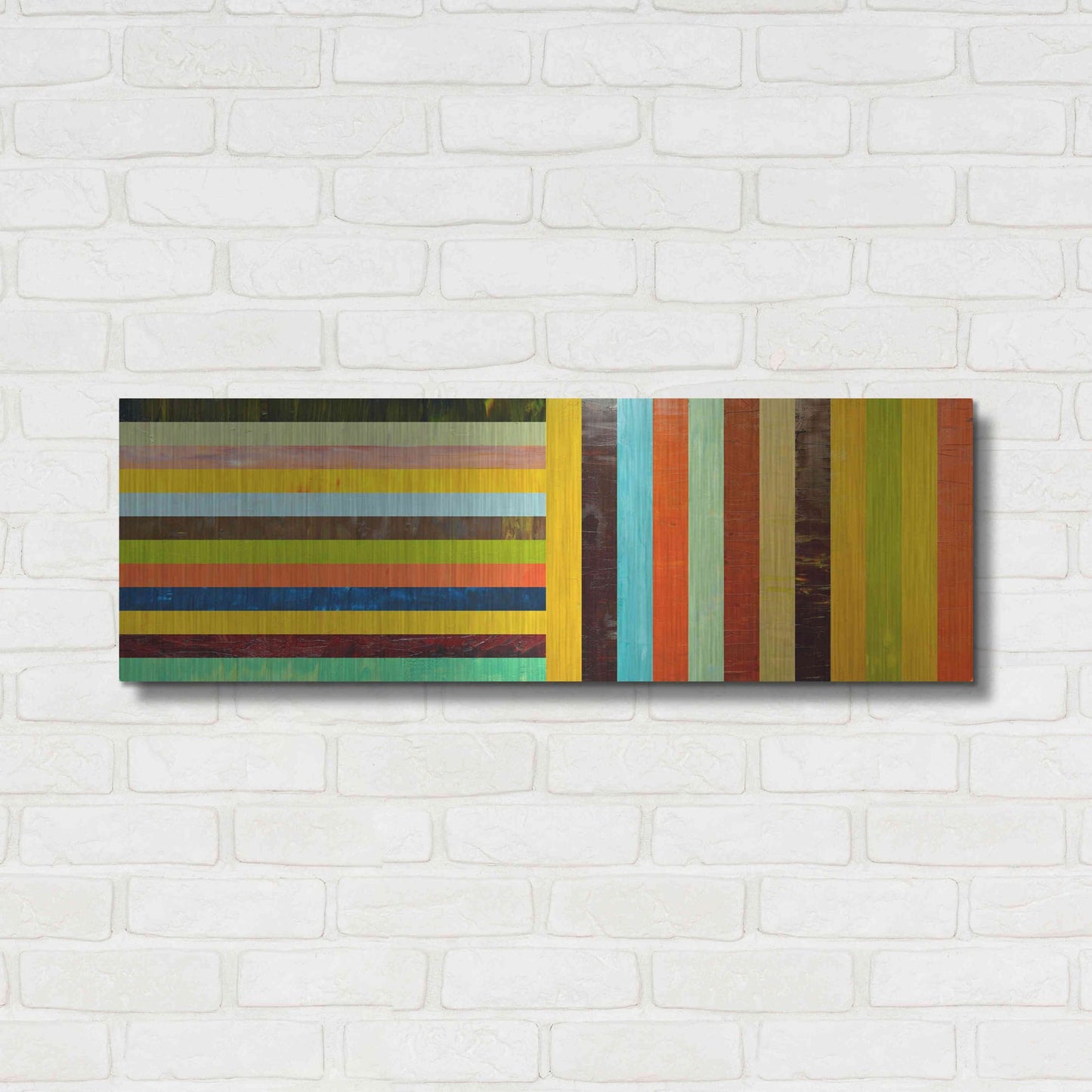 Luxe Metal Art 'Panel Abstract Digital' by Michelle Calkins, Metal Wall Art,36x12