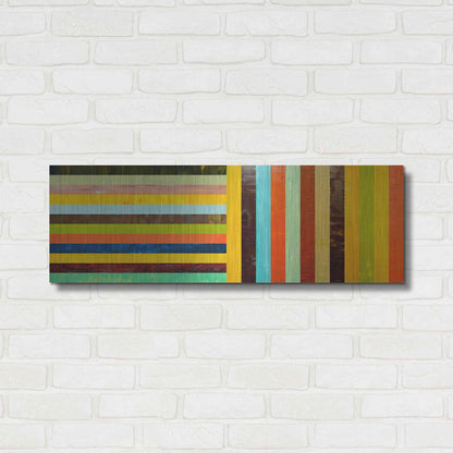 Luxe Metal Art 'Panel Abstract Digital' by Michelle Calkins, Metal Wall Art,36x12