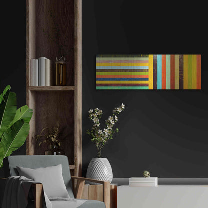 Luxe Metal Art 'Panel Abstract Digital' by Michelle Calkins, Metal Wall Art,36x12