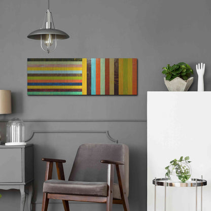 Luxe Metal Art 'Panel Abstract Digital' by Michelle Calkins, Metal Wall Art,36x12