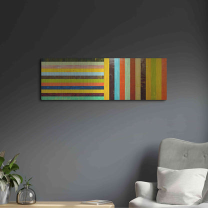 Luxe Metal Art 'Panel Abstract Digital' by Michelle Calkins, Metal Wall Art,36x12