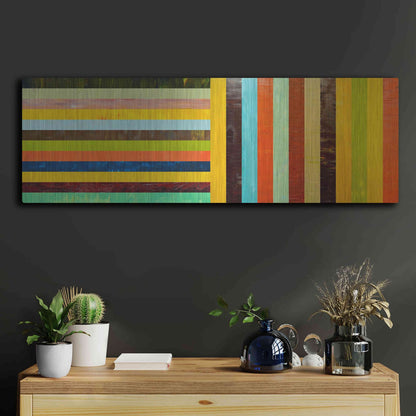 Luxe Metal Art 'Panel Abstract Digital' by Michelle Calkins, Metal Wall Art,36x12