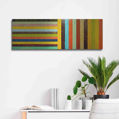 Luxe Metal Art 'Panel Abstract Digital' by Michelle Calkins, Metal Wall Art,36x12