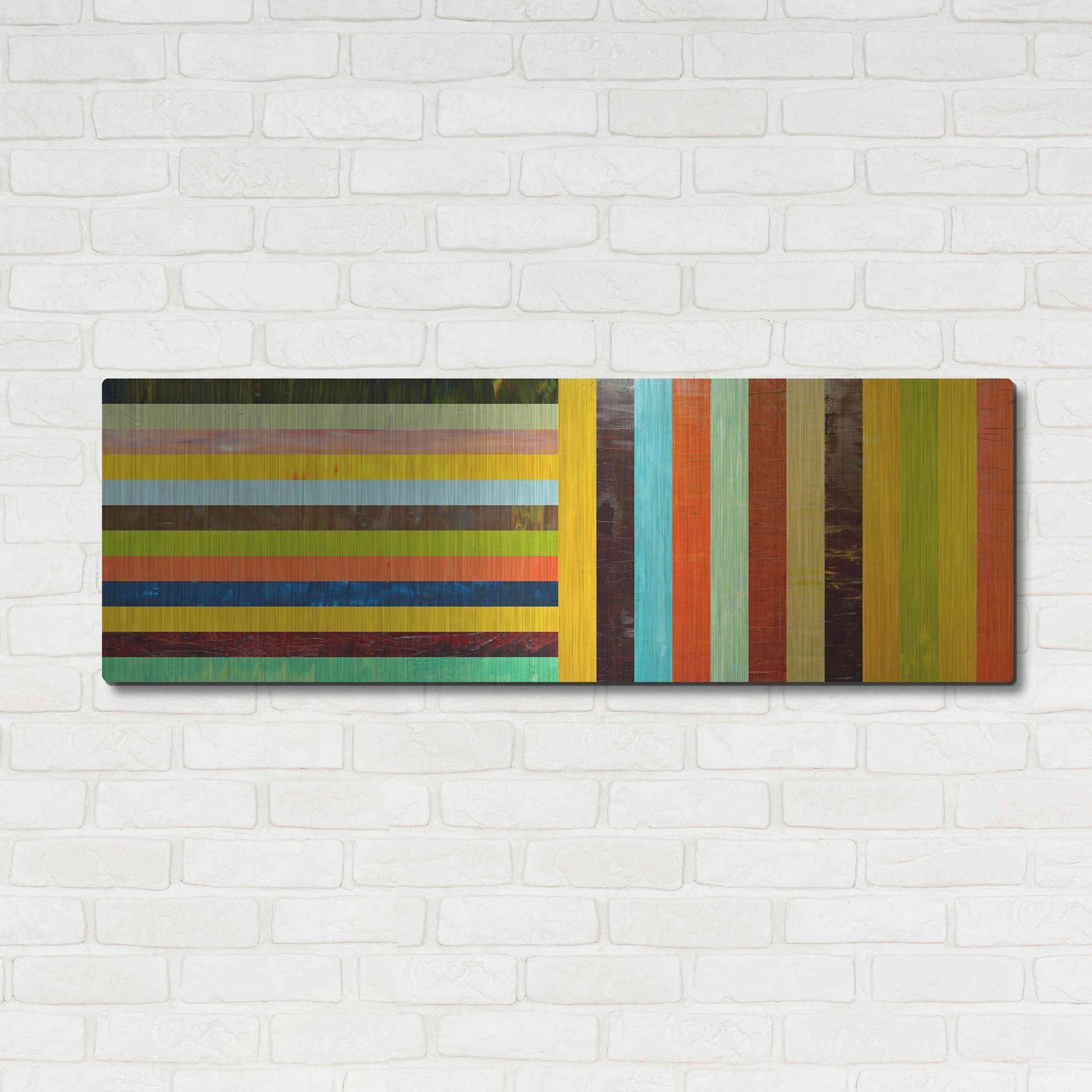 Luxe Metal Art 'Panel Abstract Digital' by Michelle Calkins, Metal Wall Art,48x16