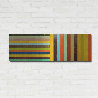 Luxe Metal Art 'Panel Abstract Digital' by Michelle Calkins, Metal Wall Art,48x16