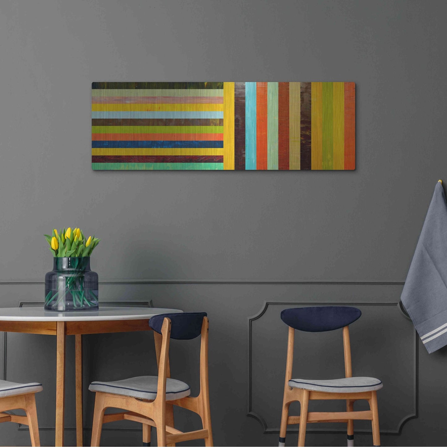 Luxe Metal Art 'Panel Abstract Digital' by Michelle Calkins, Metal Wall Art,48x16