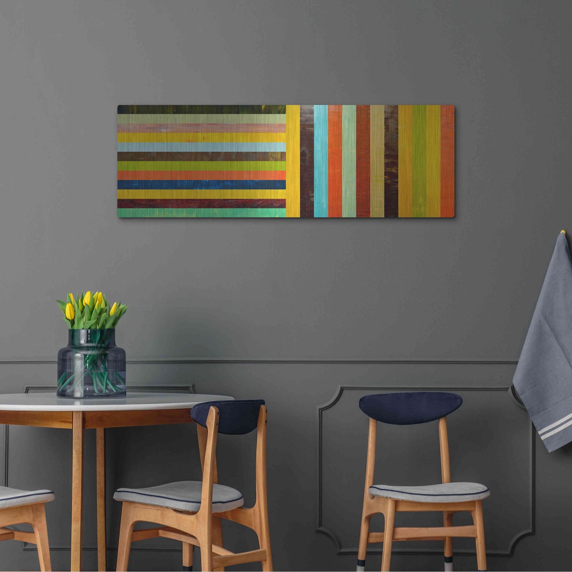 Luxe Metal Art 'Panel Abstract Digital' by Michelle Calkins, Metal Wall Art,48x16