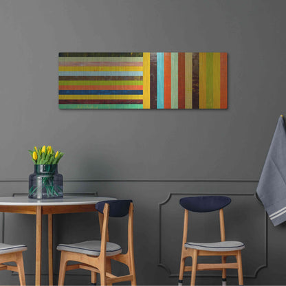 Luxe Metal Art 'Panel Abstract Digital' by Michelle Calkins, Metal Wall Art,48x16