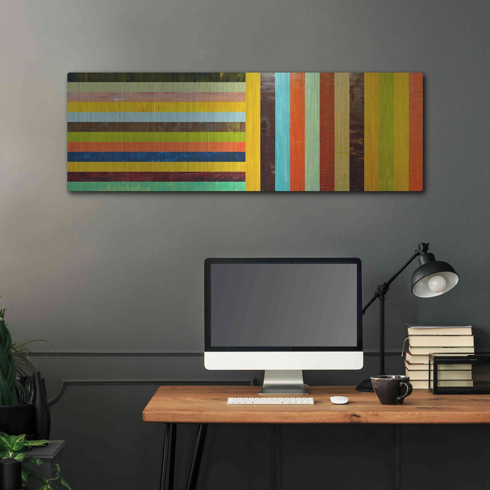 Luxe Metal Art 'Panel Abstract Digital' by Michelle Calkins, Metal Wall Art,48x16