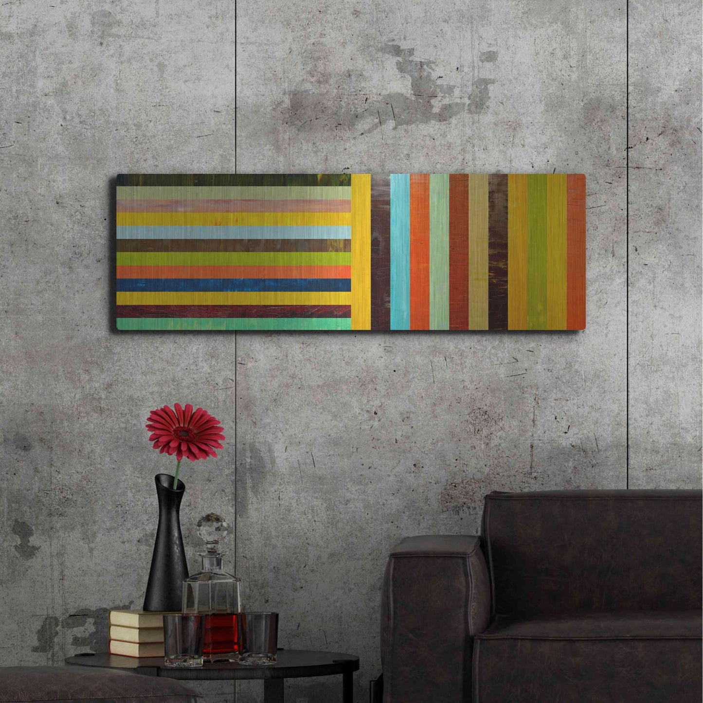 Luxe Metal Art 'Panel Abstract Digital' by Michelle Calkins, Metal Wall Art,48x16