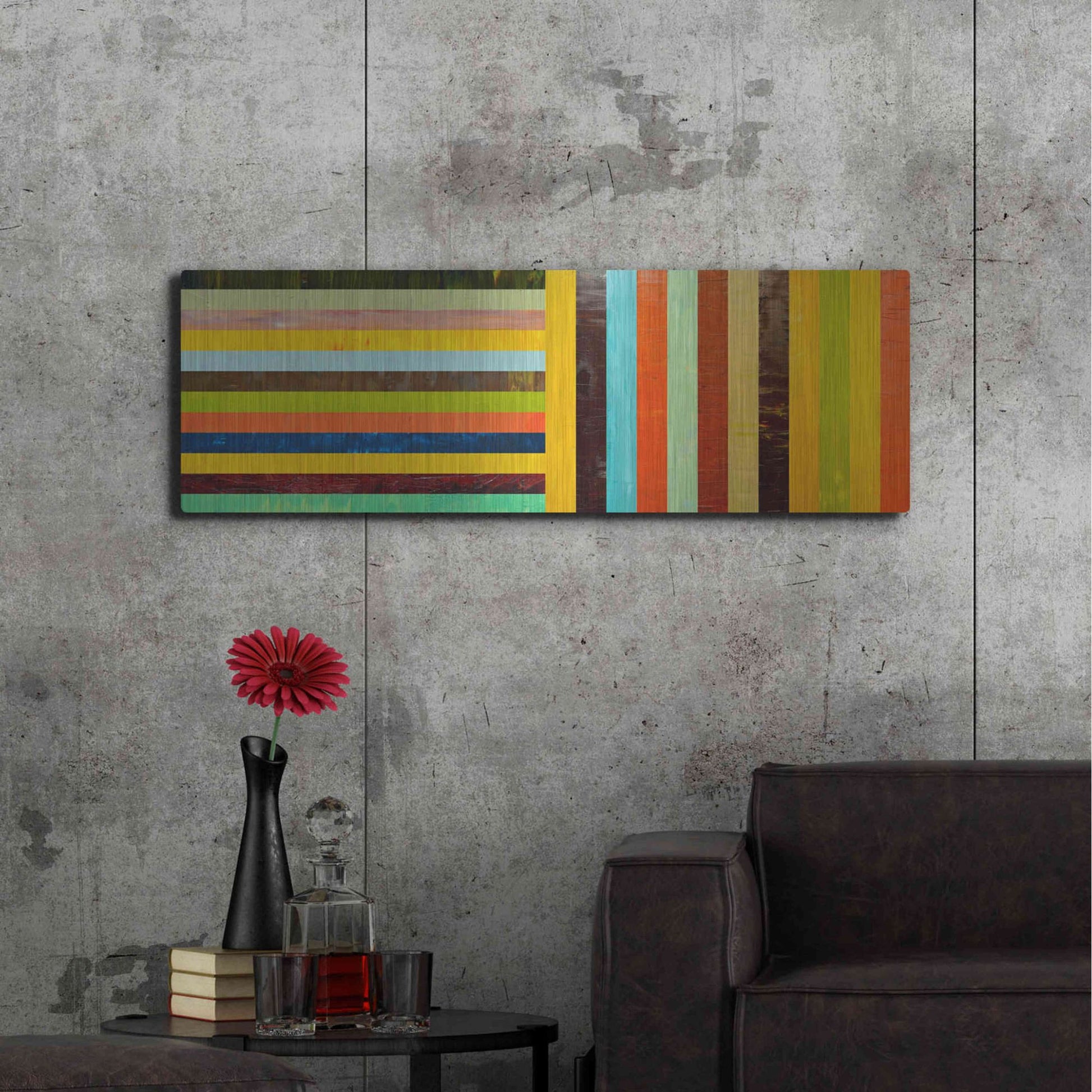 Luxe Metal Art 'Panel Abstract Digital' by Michelle Calkins, Metal Wall Art,48x16