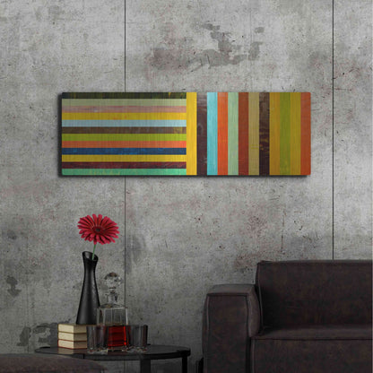Luxe Metal Art 'Panel Abstract Digital' by Michelle Calkins, Metal Wall Art,48x16