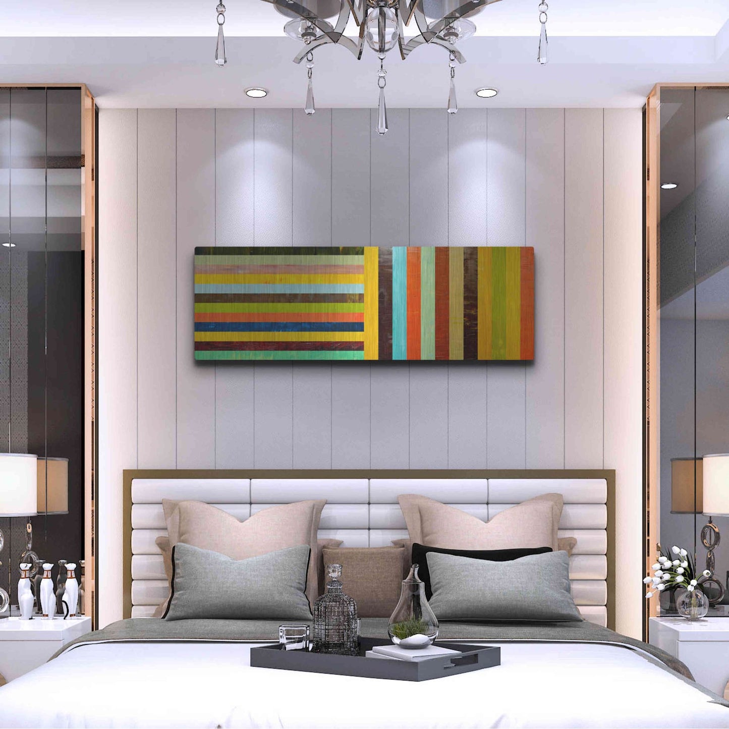 Luxe Metal Art 'Panel Abstract Digital' by Michelle Calkins, Metal Wall Art,48x16