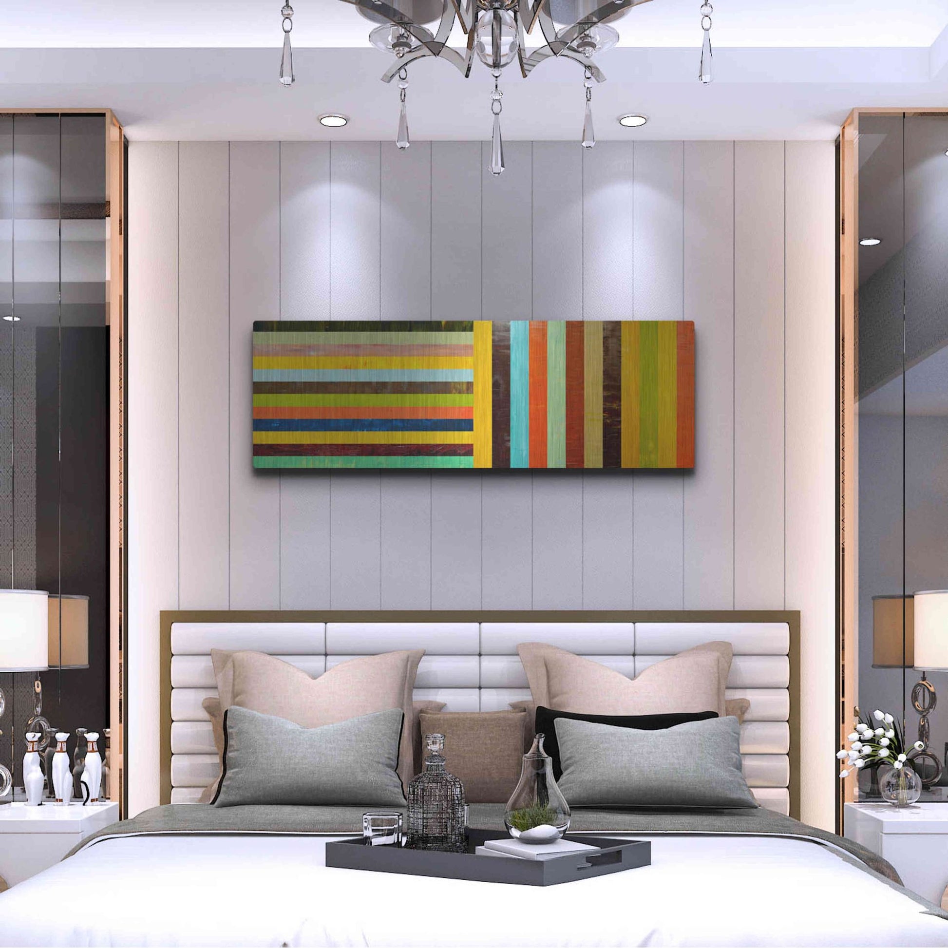 Luxe Metal Art 'Panel Abstract Digital' by Michelle Calkins, Metal Wall Art,48x16