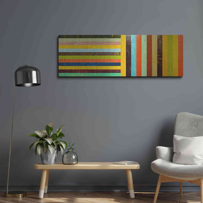 Luxe Metal Art 'Panel Abstract Digital' by Michelle Calkins, Metal Wall Art,48x16