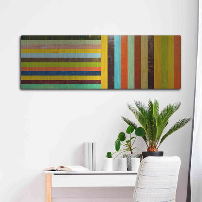 Luxe Metal Art 'Panel Abstract Digital' by Michelle Calkins, Metal Wall Art,48x16