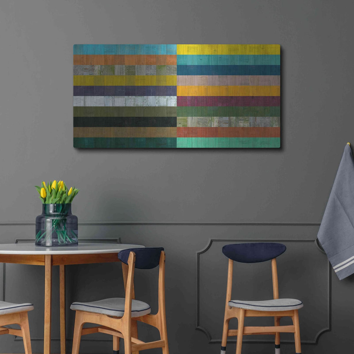 'Wooden Abstract VIII' by Michelle Calkins – Metal Wall Art, 48x24 room view