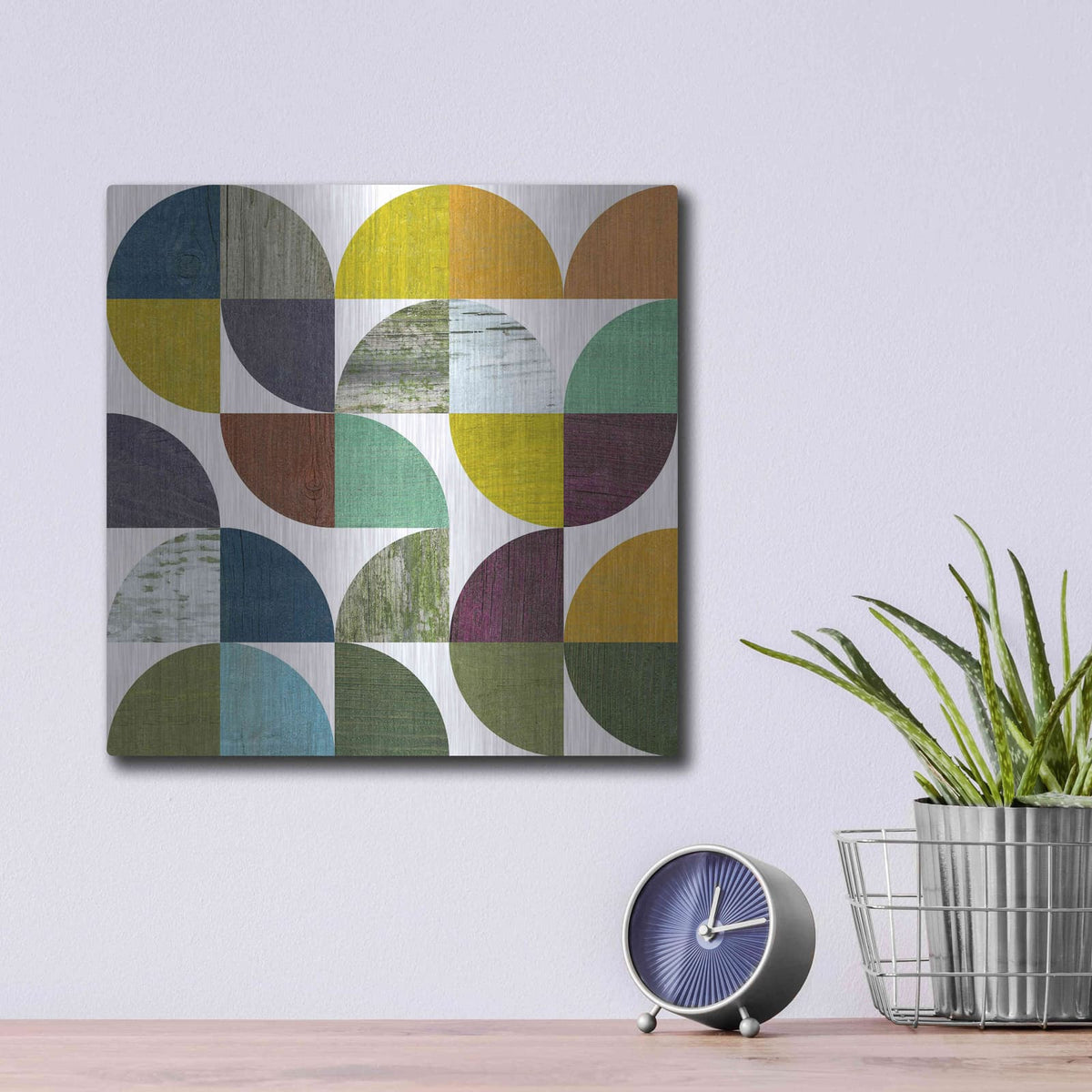 'Rustic Rounds 3.0' by Michelle Calkins – Metal Wall Art, 12x12 room view