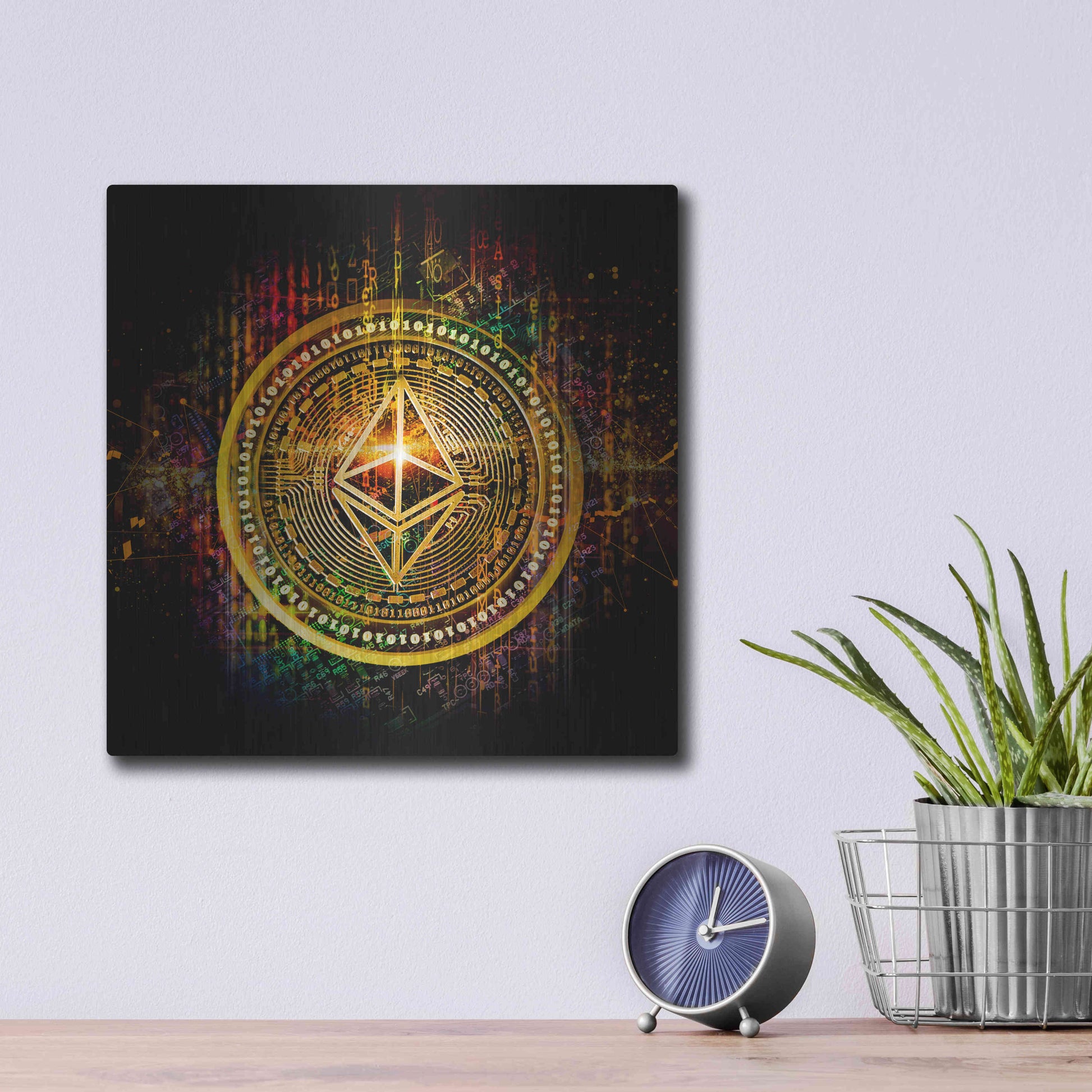 Luxe Metal Art 'Ethereum Better Than Gold' by Epic Portfolio Metal Wall Art,12x12