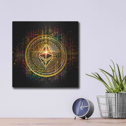 Luxe Metal Art 'Ethereum Better Than Gold' by Epic Portfolio Metal Wall Art,12x12