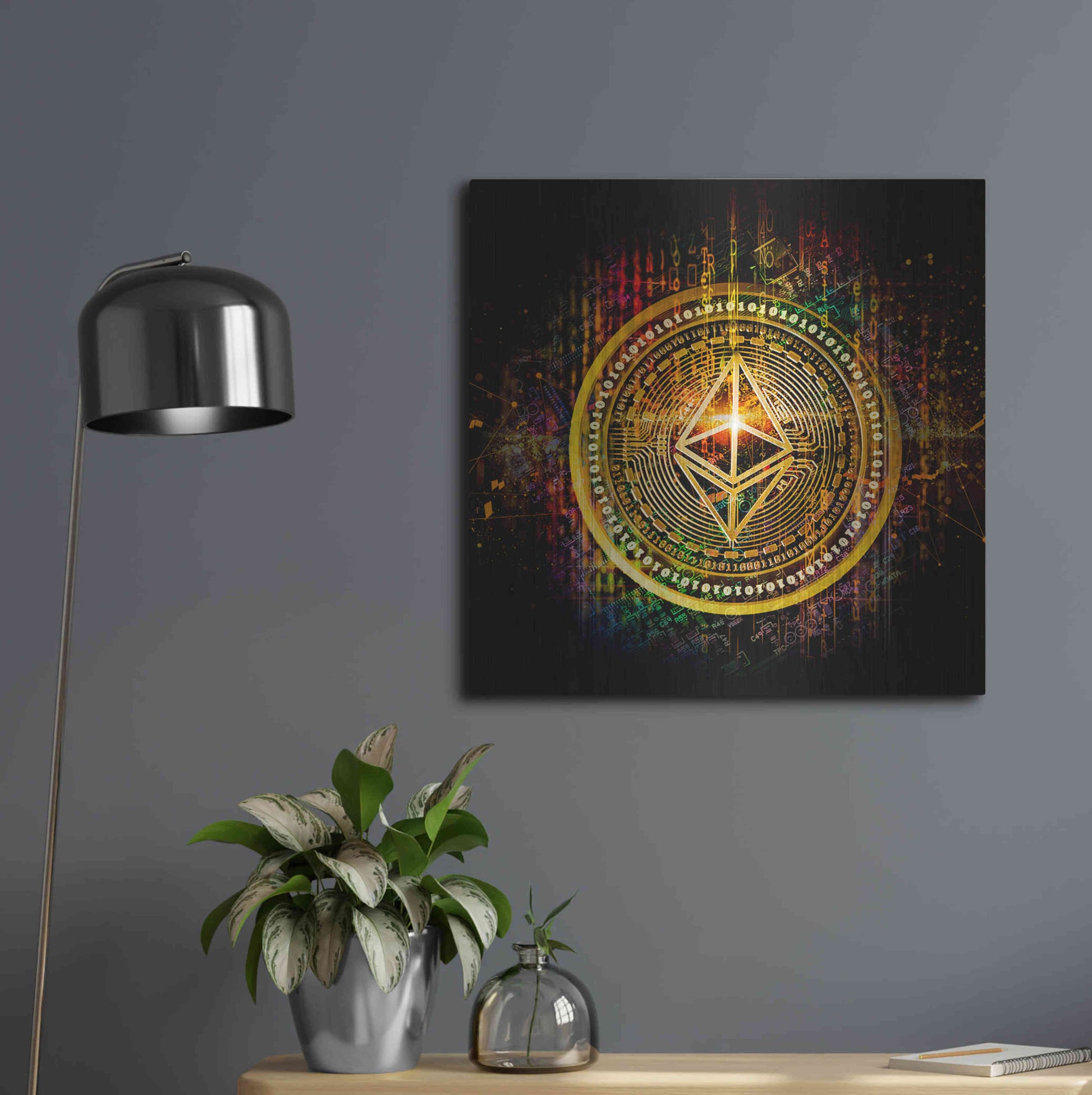 Luxe Metal Art 'Ethereum Better Than Gold' by Epic Portfolio Metal Wall Art,24x24