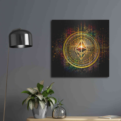 Luxe Metal Art 'Ethereum Better Than Gold' by Epic Portfolio Metal Wall Art,24x24