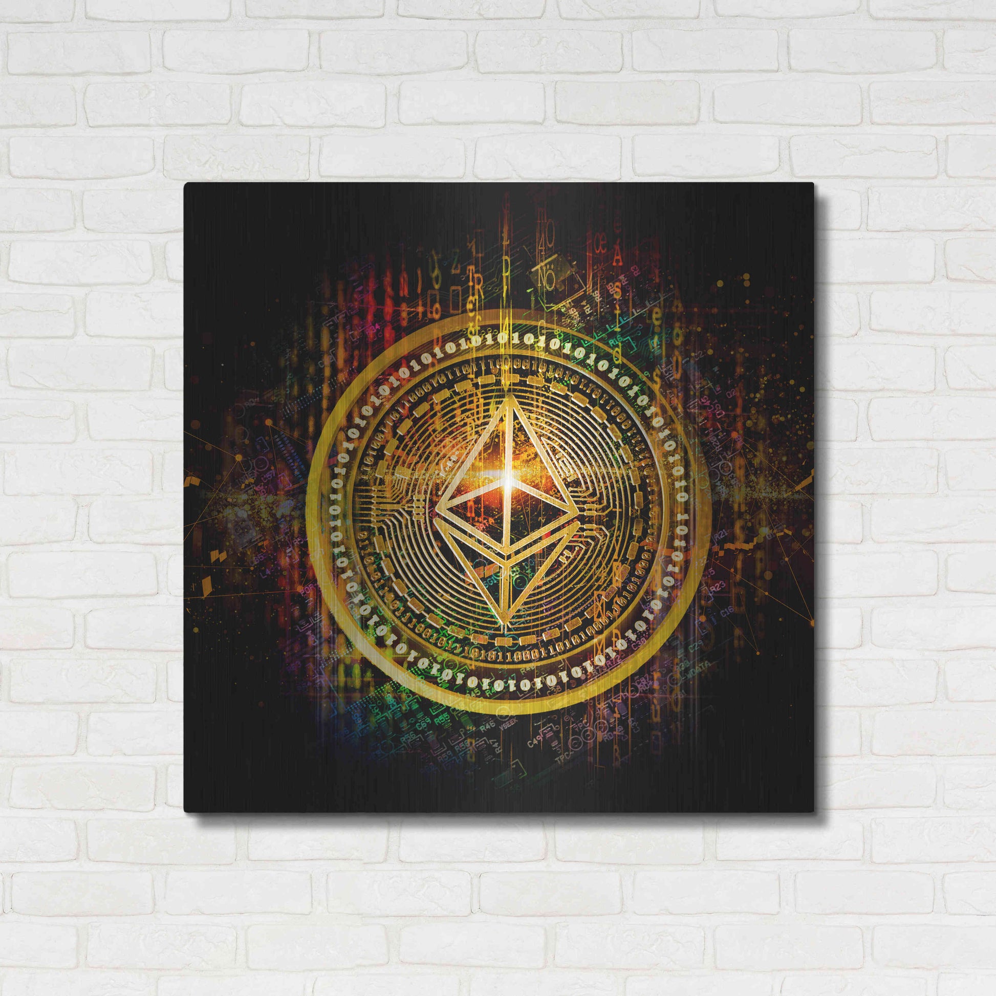 Luxe Metal Art 'Ethereum Better Than Gold' by Epic Portfolio Metal Wall Art,36x36