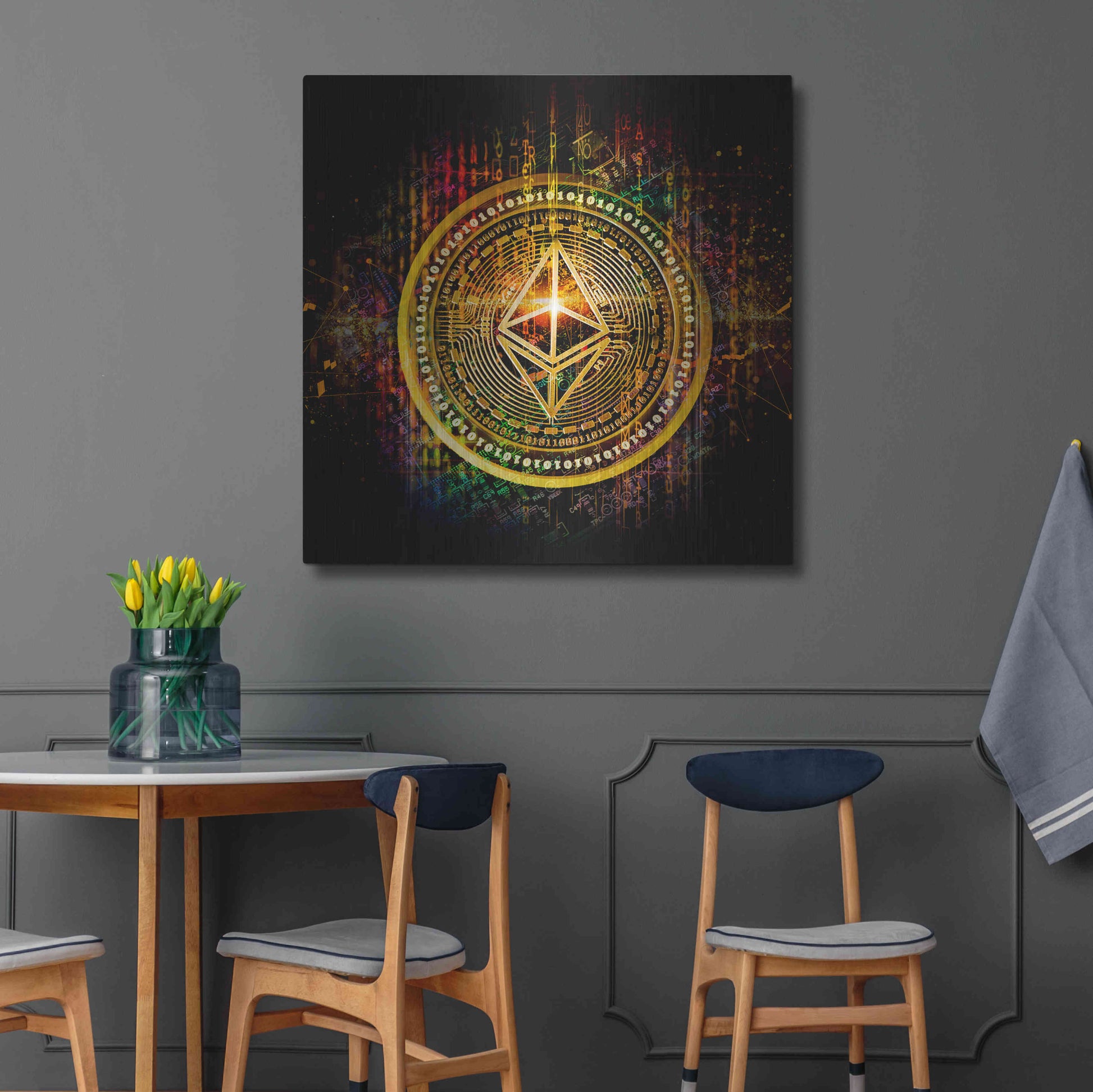 Luxe Metal Art 'Ethereum Better Than Gold' by Epic Portfolio Metal Wall Art,36x36