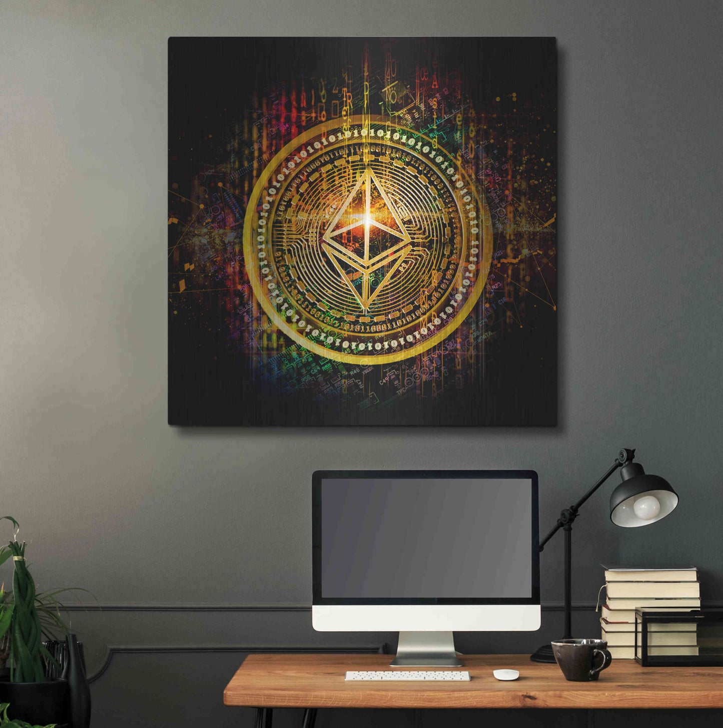 Luxe Metal Art 'Ethereum Better Than Gold' by Epic Portfolio Metal Wall Art,36x36