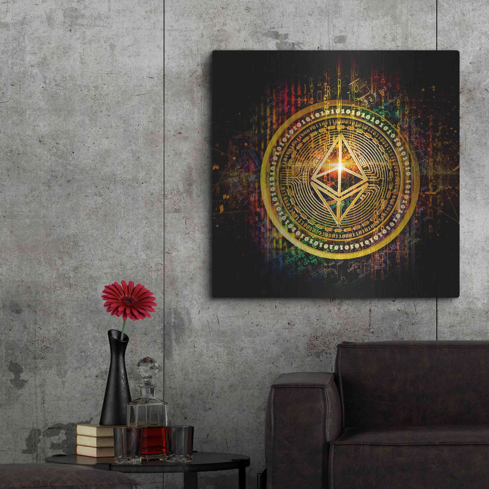 Luxe Metal Art 'Ethereum Better Than Gold' by Epic Portfolio Metal Wall Art,36x36