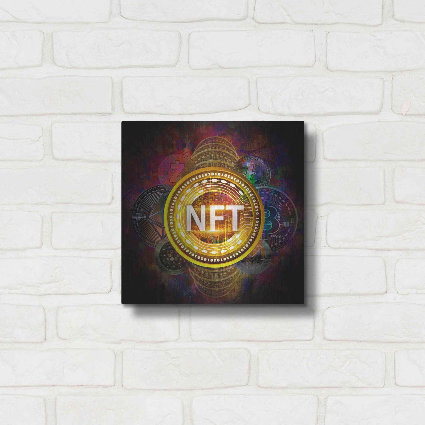 Luxe Metal Art 'Crypto Pyramid Nft' by Epic Portfolio Metal Wall Art,12x12