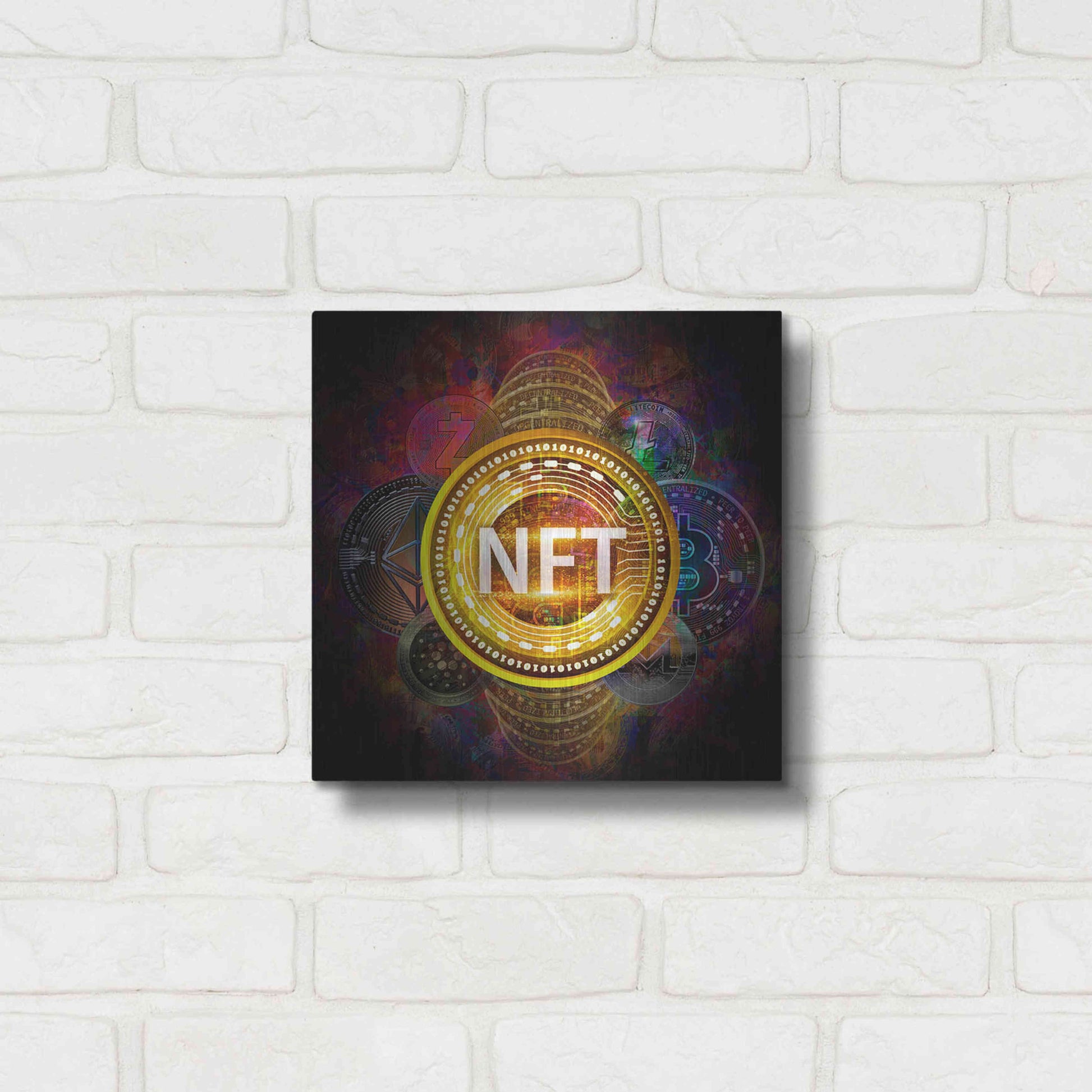 Luxe Metal Art 'Crypto Pyramid Nft' by Epic Portfolio Metal Wall Art,12x12