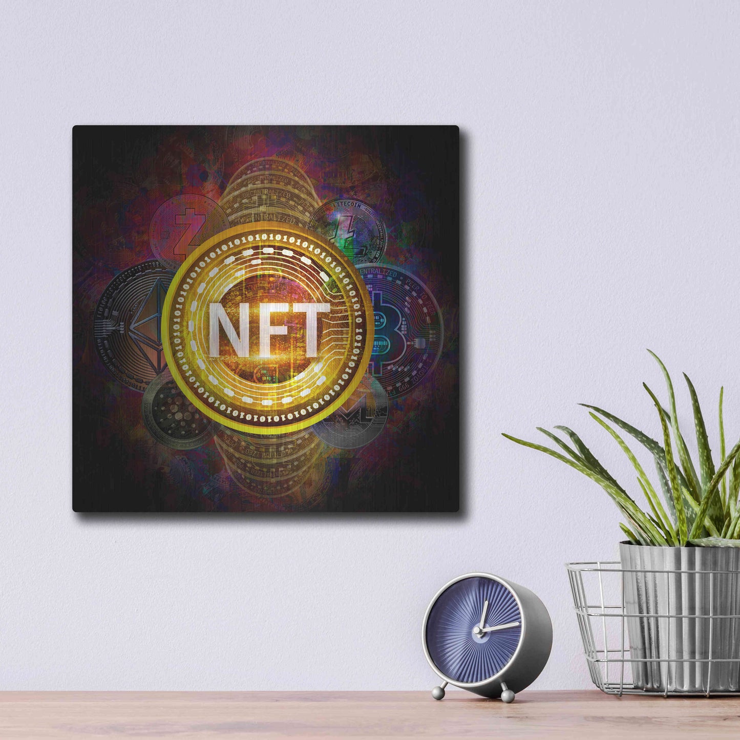 Luxe Metal Art 'Crypto Pyramid Nft' by Epic Portfolio Metal Wall Art,12x12