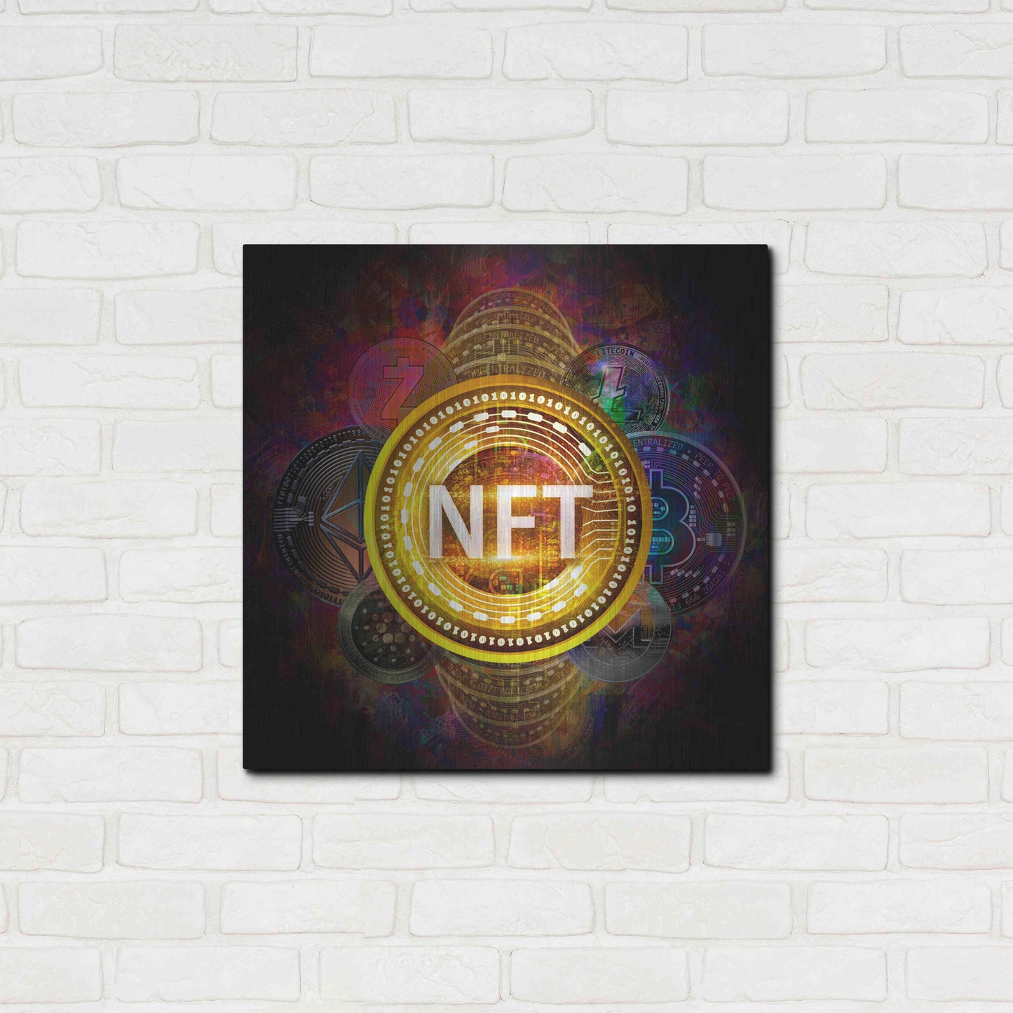 Luxe Metal Art 'Crypto Pyramid Nft' by Epic Portfolio Metal Wall Art,24x24