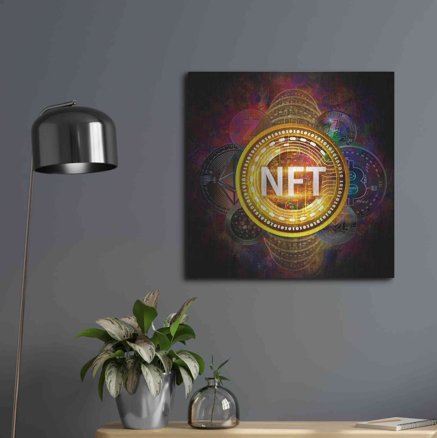 Luxe Metal Art 'Crypto Pyramid Nft' by Epic Portfolio Metal Wall Art,24x24