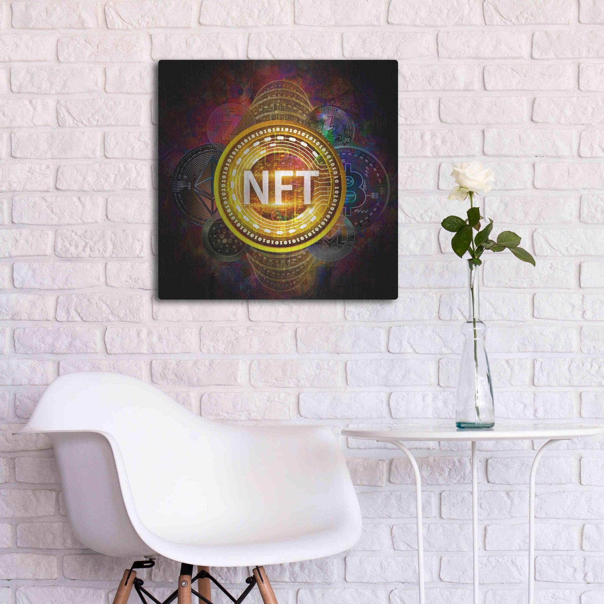 Luxe Metal Art 'Crypto Pyramid Nft' by Epic Portfolio Metal Wall Art,24x24