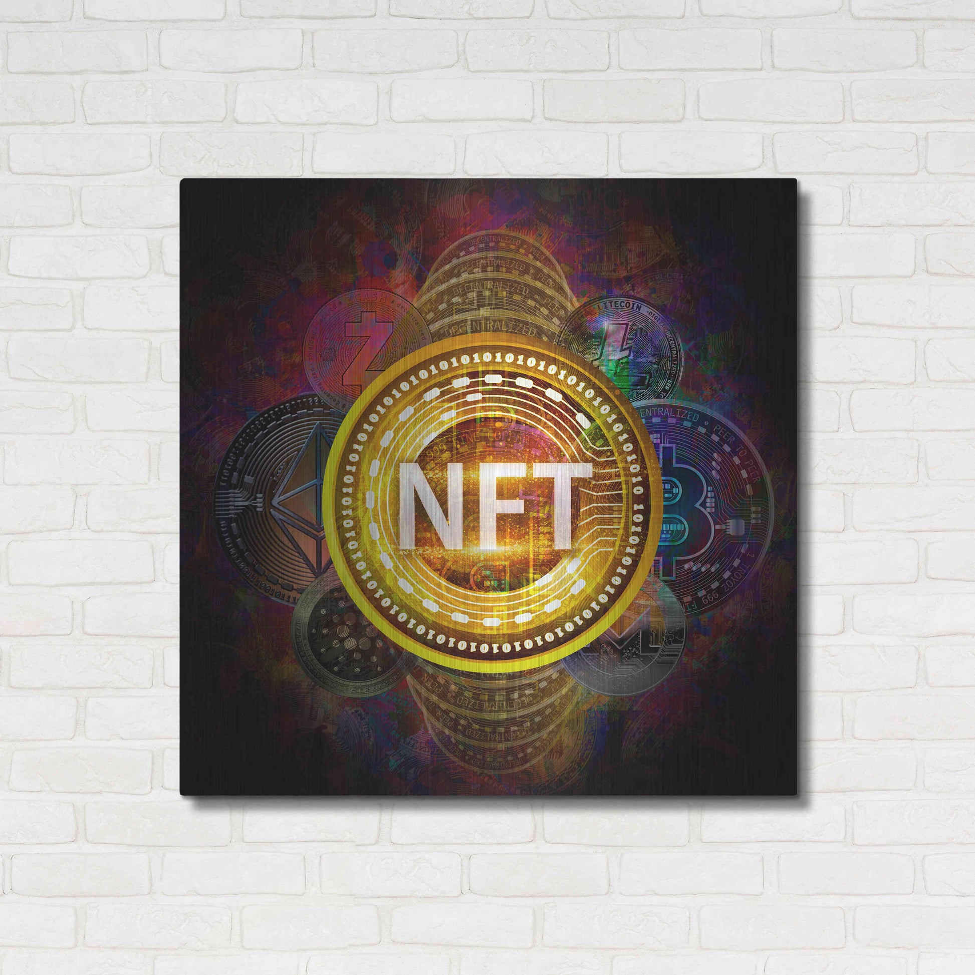 Luxe Metal Art 'Crypto Pyramid Nft' by Epic Portfolio Metal Wall Art,36x36