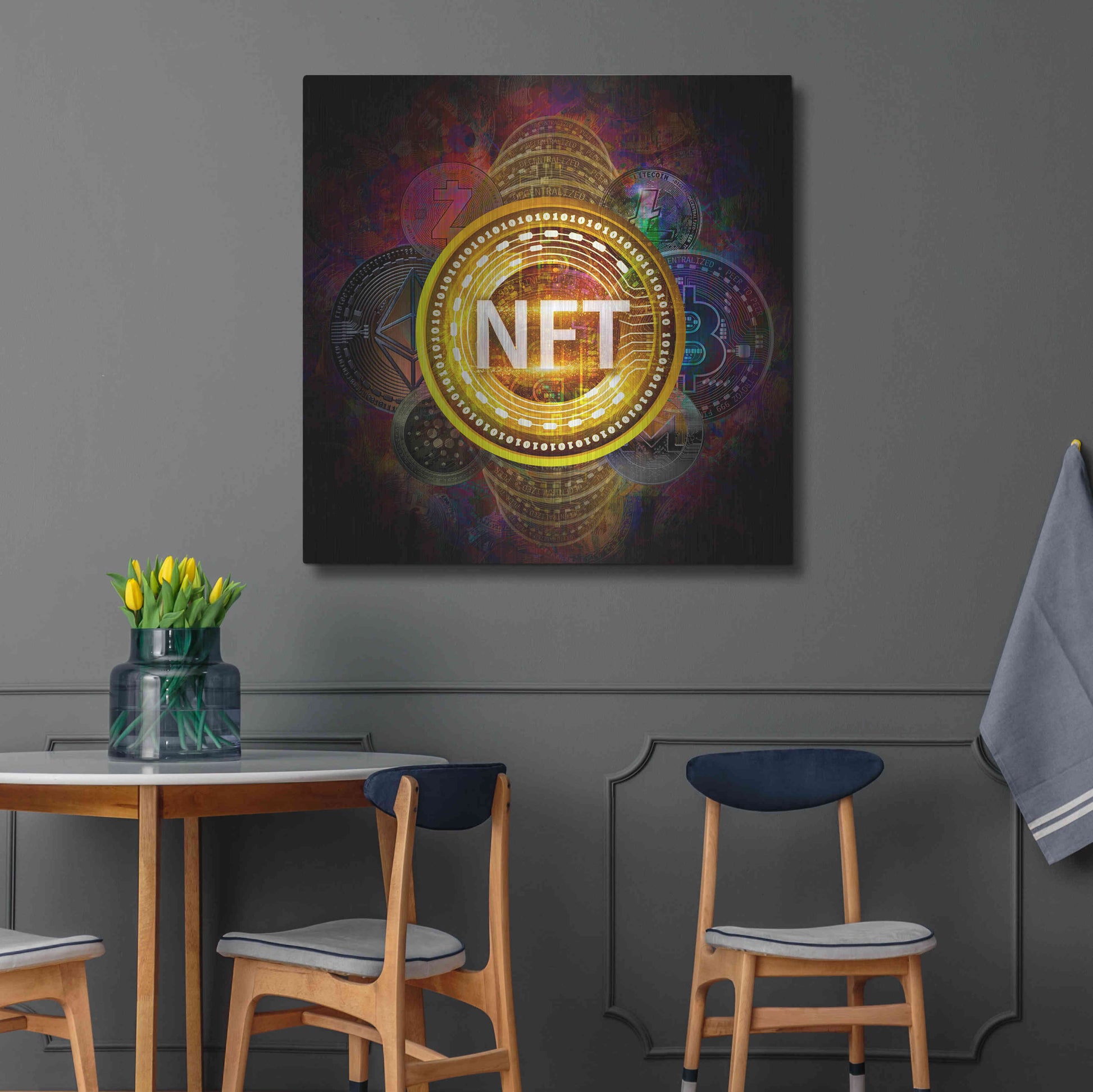 Luxe Metal Art 'Crypto Pyramid Nft' by Epic Portfolio Metal Wall Art,36x36