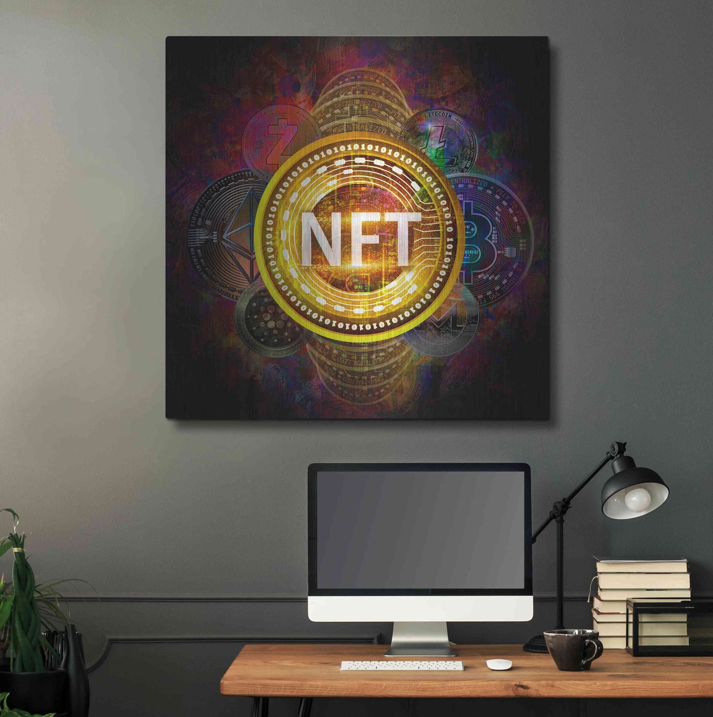 Luxe Metal Art 'Crypto Pyramid Nft' by Epic Portfolio Metal Wall Art,36x36