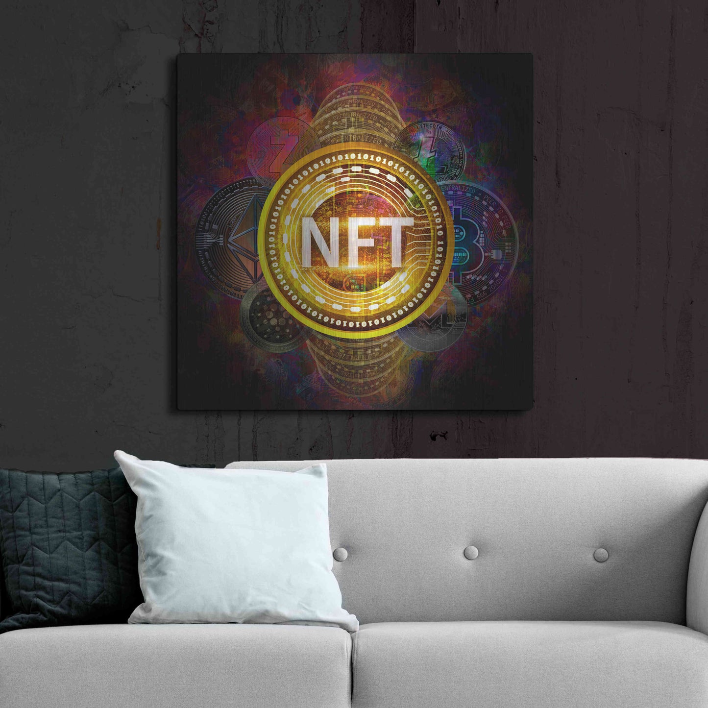 Luxe Metal Art 'Crypto Pyramid Nft' by Epic Portfolio Metal Wall Art,36x36
