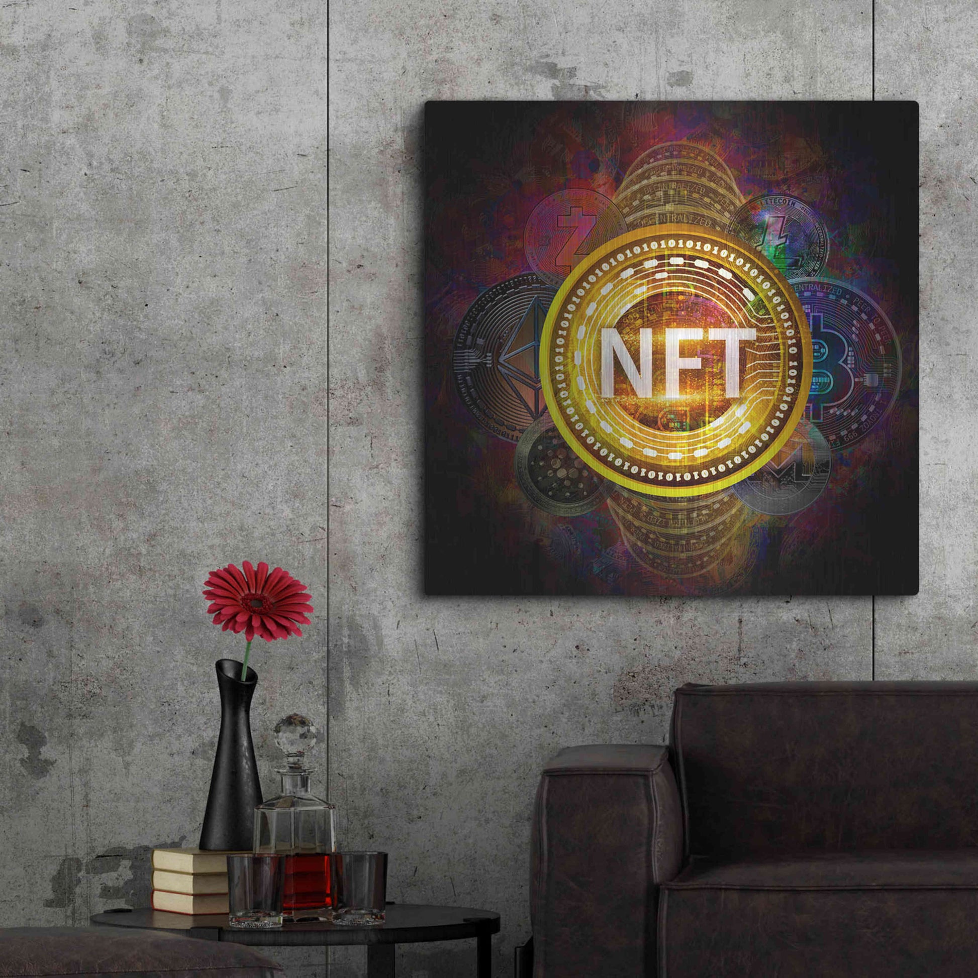 Luxe Metal Art 'Crypto Pyramid Nft' by Epic Portfolio Metal Wall Art,36x36