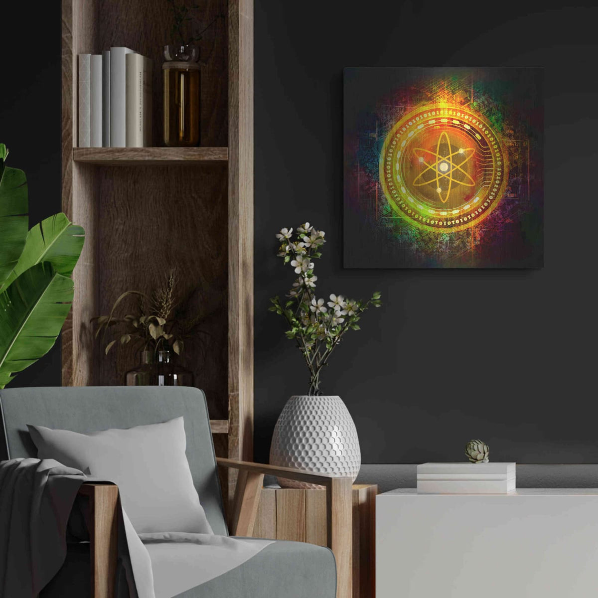 'Cosmos Better Than Gold' by Valentyn Artemenko – Metal Wall Art, 24x24 room view